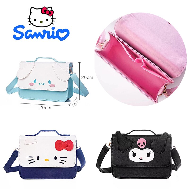 Sanrio Hello Kitty High Quality Women&s Shoulder Bag Kawaii Anime Girls PU Leather Crossbody Bags Exquisite Messenger Bag Gift